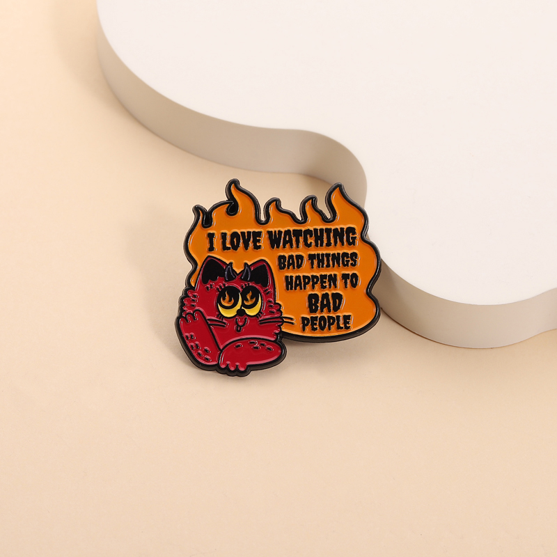 Evil Cat Enamel Pins Watching  - Zoe Jewelry Watches ulasan dan harga