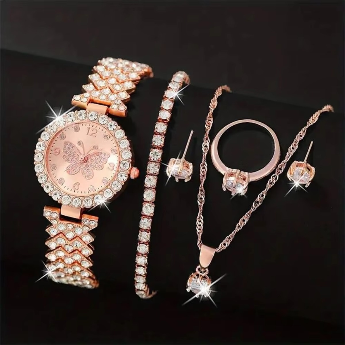 6PCS/Set Luxury Rhinestone But - Jewels On Watches ulasan dan harga