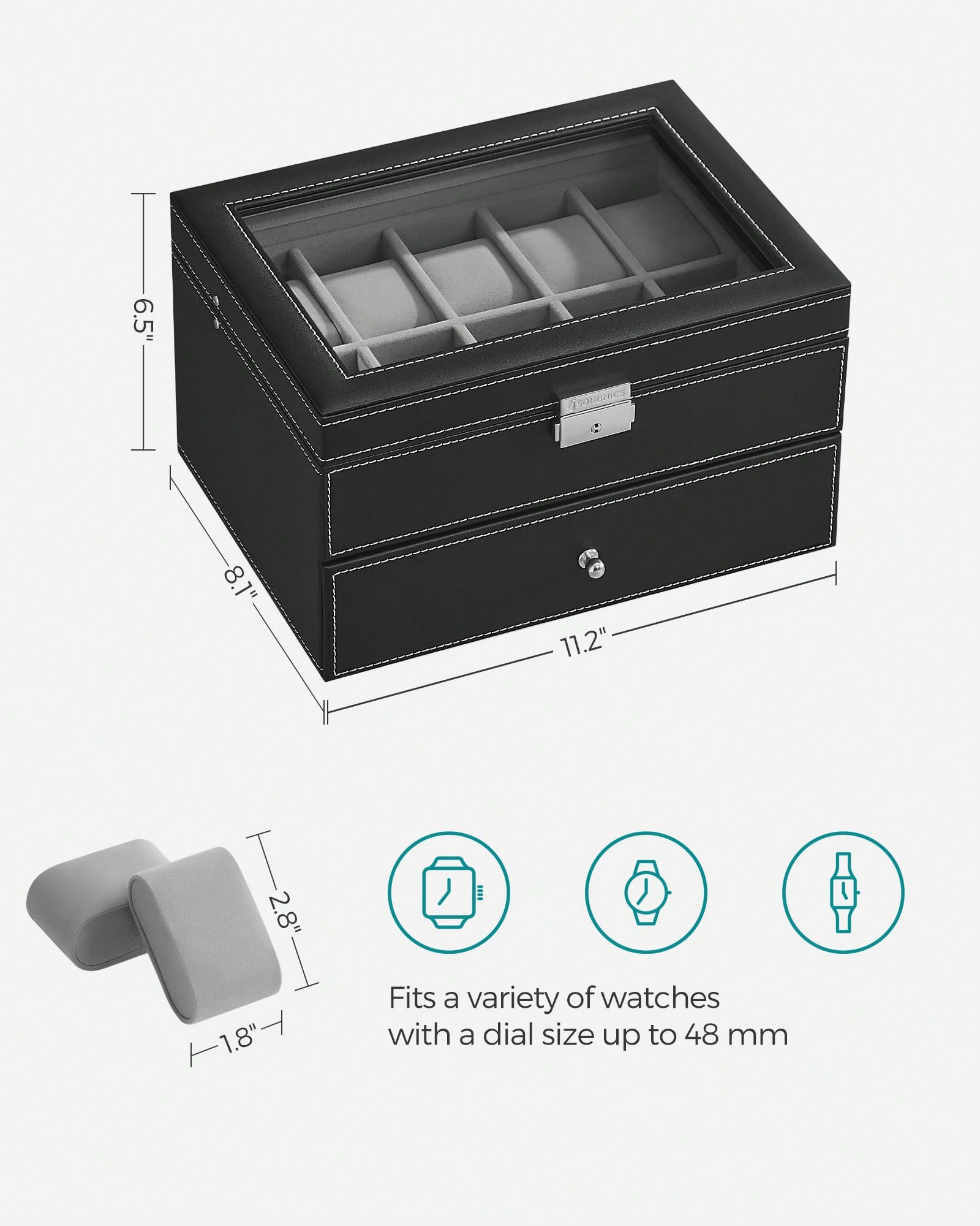 20-Slot Watch Box with Glass L - Jewelry Watches For Women ulasan dan harga