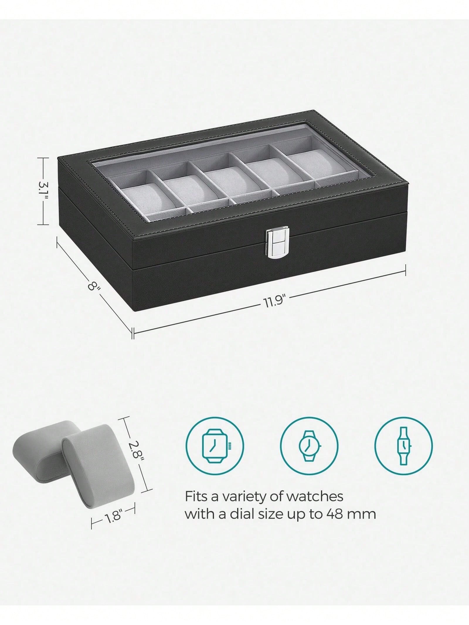 12-Slot Lockable Watch Box wit - Jewels On Watches ulasan dan harga