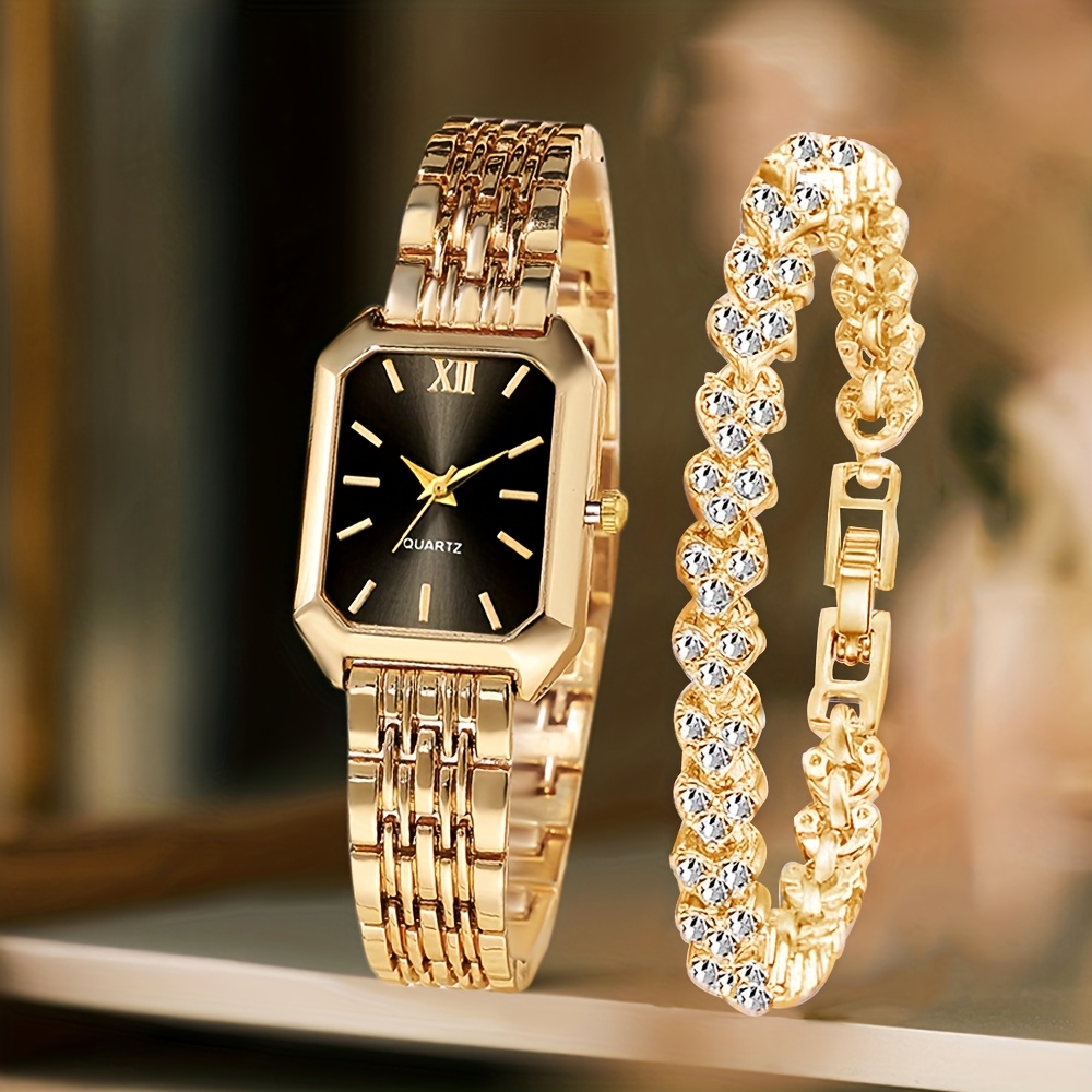 2PCS Fashion Rectangle Women Q - Jewelry Watches For Women ulasan dan harga