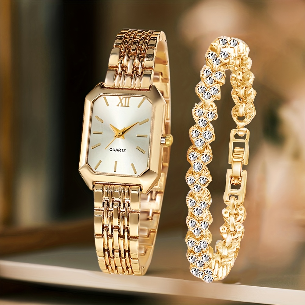 2PCS Fashion Rectangle Women Q - Jewelry Watches For Women ulasan dan harga