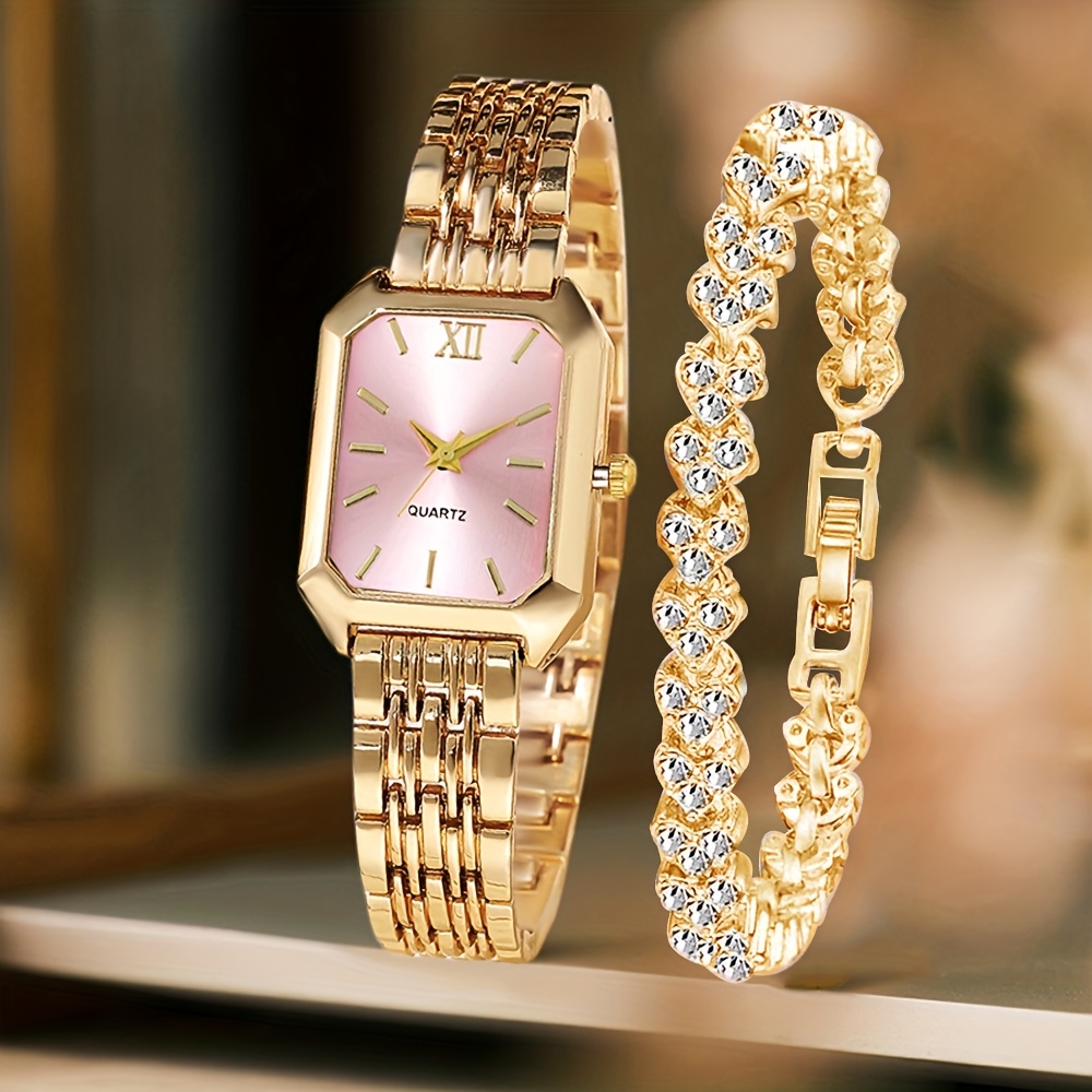 2PCS Fashion Rectangle Women Q - Jewelry Watches For Women ulasan dan harga