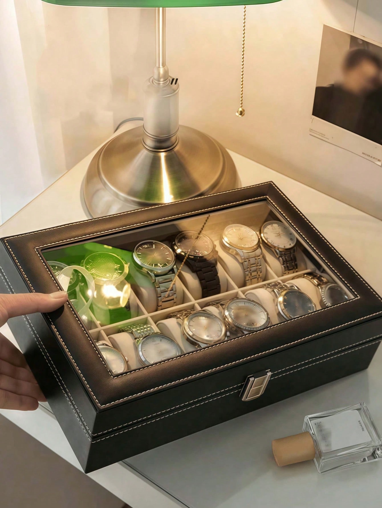 Leather Watch Box with Lock, L - Jewels On Watches ulasan dan harga