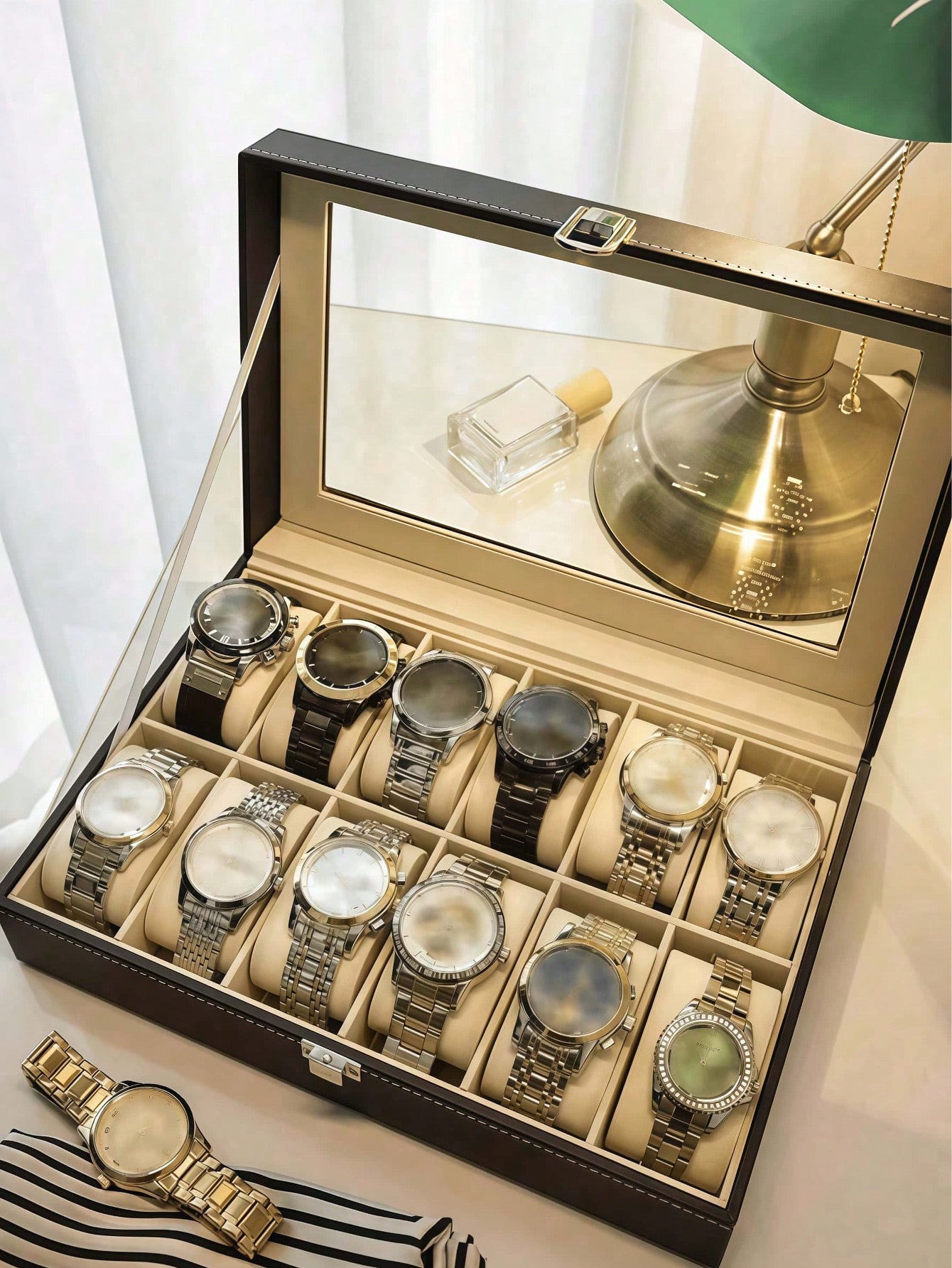 Leather Watch Box with Lock, L - Jewels On Watches ulasan dan harga